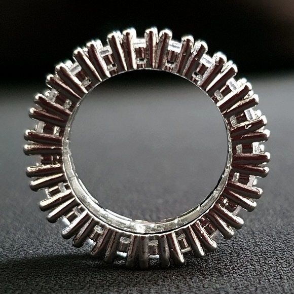 Charm Silver Baguette Oval Diamond Ring - Picture 4 of 6